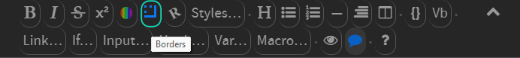 Capture d'écran de la barre d'outils de Harlowe, montrant le bouton « Bordure ».