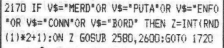 Scan de la ligne de code gérant les gros mots.