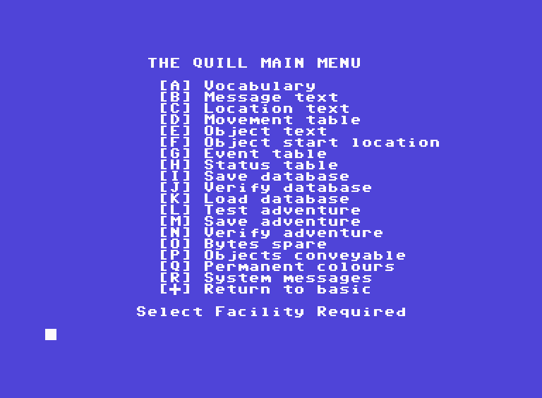 Capture d'écran de The Quill, listant les différentes options du logiciel.